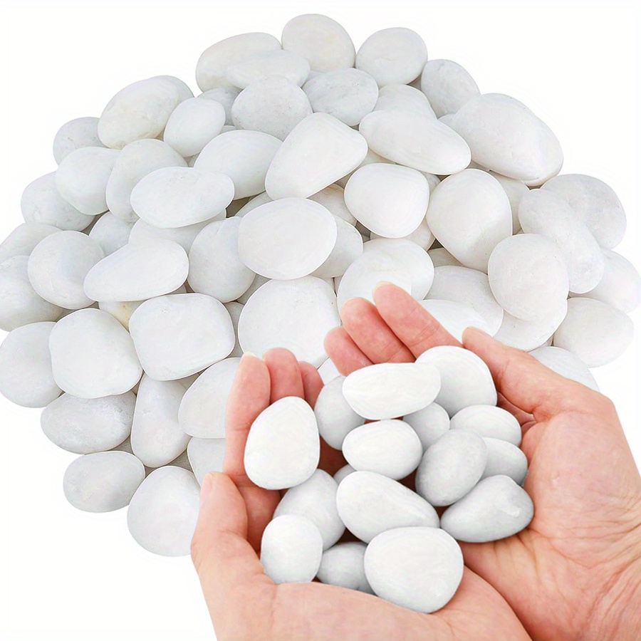 Aquarium Fish Gallery - 200/400g weiße hochglanzpolierte natürliche Kieselsteine 2-3cm