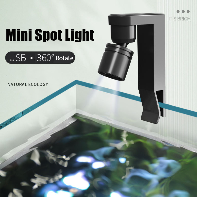 Aquarium Fish Yellow - USB-Klemmlicht, wasserdicht, weiß/gelb, Spotlicht für Mini-Aquarien,