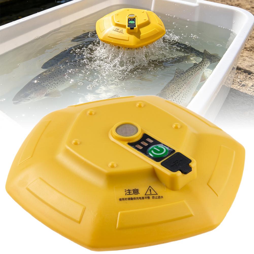 Aquarium Fish Marine - Tragbare schwimmende Fischbecken-Sauerstoffpumpe, 3000mAh wiederaufladbarer Belüfter,