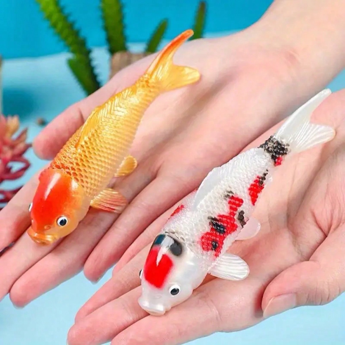 Aquarium Fish Yellow - 2 Stück bunte künstliche Koi-Fische für