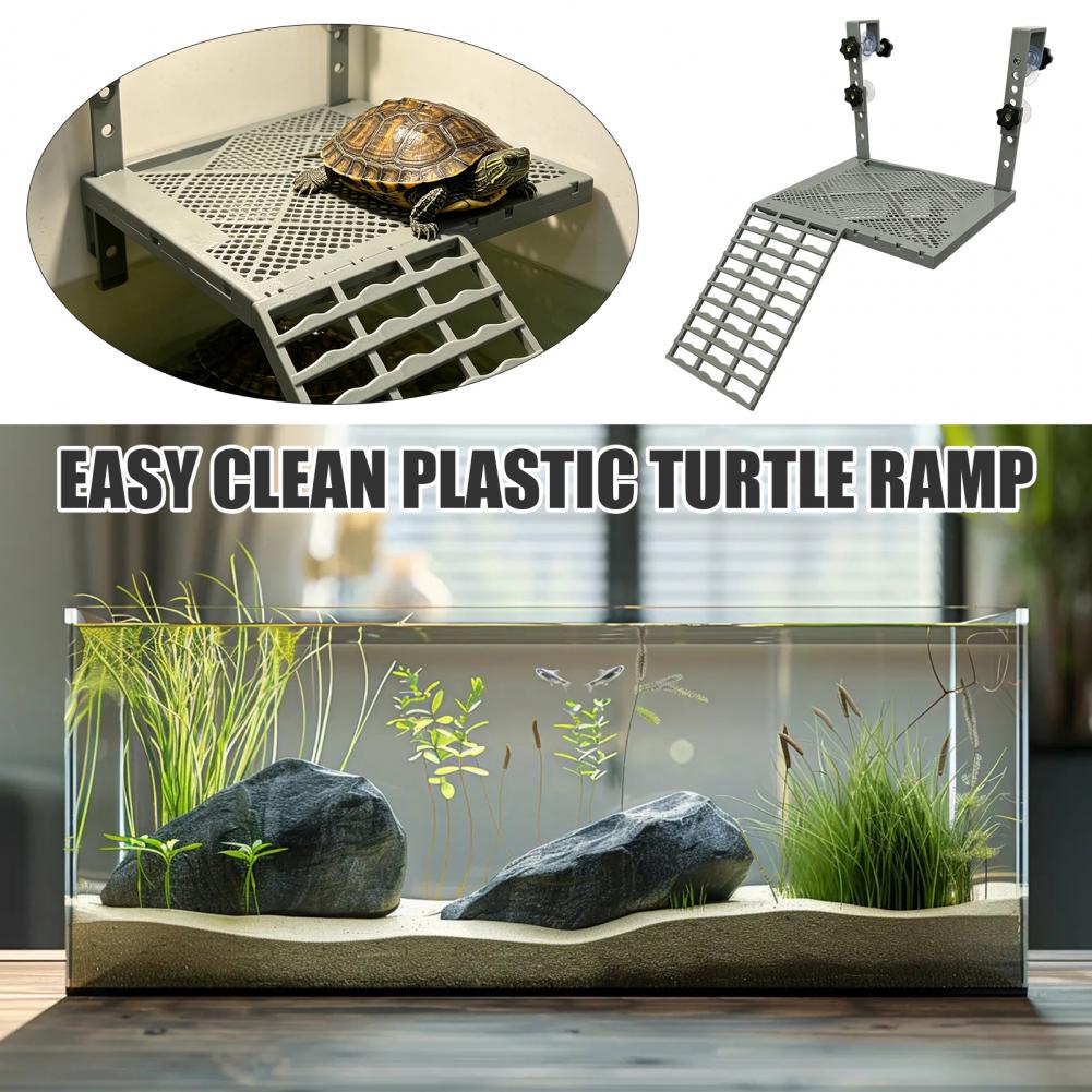 Aquarium Fish Gallery - Aquarium-Dekoration: Feste Hängende Schildkröten-Abstehplattform mit Saugnäpfen,