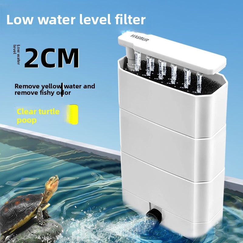 Aquarium Fish Waste Collector - Niedrigwasserfilter für Schildkrötenbecken, 3-in-1 Abfallsauger &